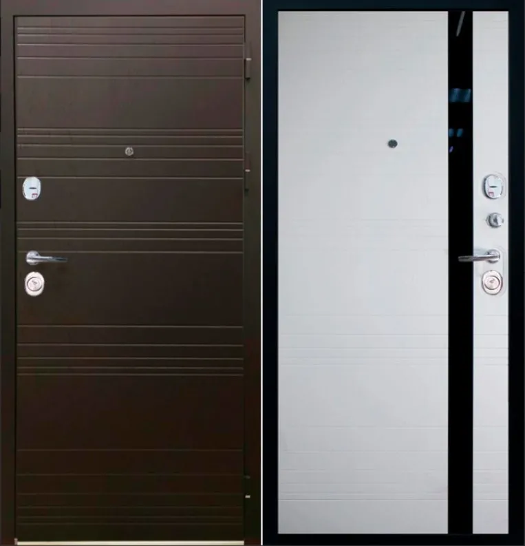 Фото Дверь Верда SD-Prof Фортуна Горький шоколад/ Дуб белый черный лакобель DIS006927