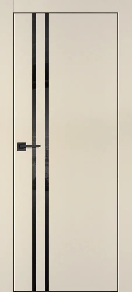 Фото Межкомнатная дверь PX-11  черная кромка с 4-х ст. Бежевый матовый