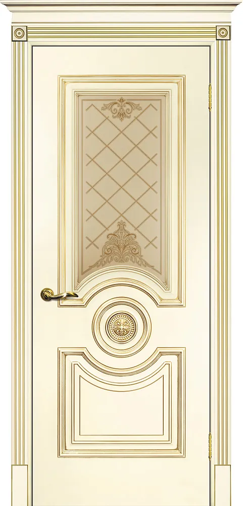 Фото Межкомнатная дверь Смальта 18 Слоновая кость ral 1013патина золото